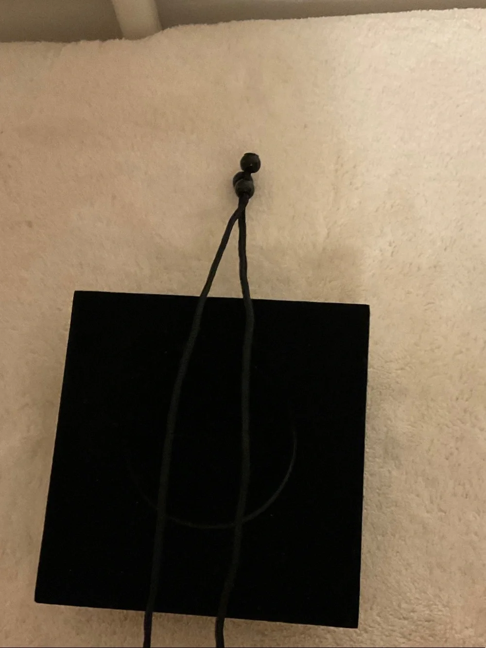 Minimal Black Cord Necklace with Brown Ring Pendant Accent